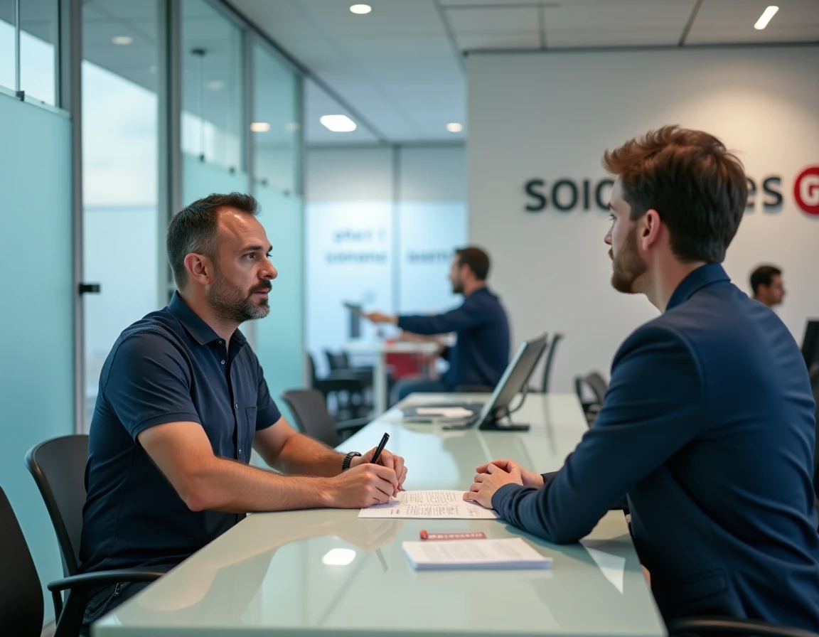 Client en agence Société Générale demandant de l'aide pour récupérer son identifiant compte