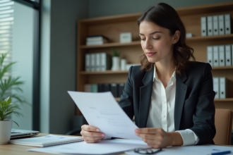 Femme d affaires en réunion de travail dans un bureau moderne