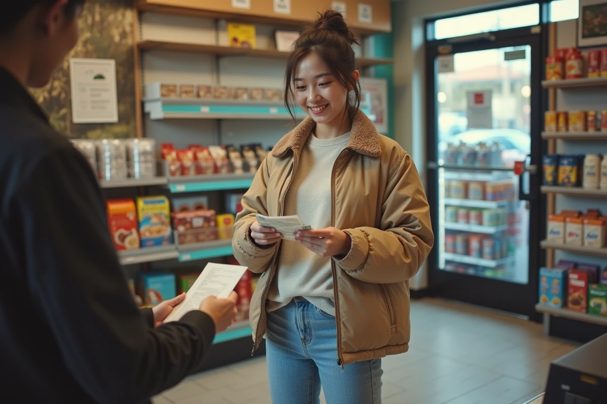 Jeune femme comptant de l