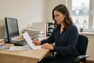 Femme examinant un contrat de travail au SMIC dans un bureau administratif en 2026