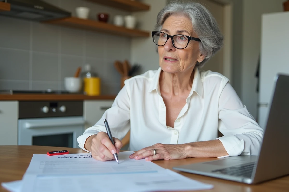 Femme active consultant des documents administratifs pour défendre ses droits au rachat de rente accident de travail