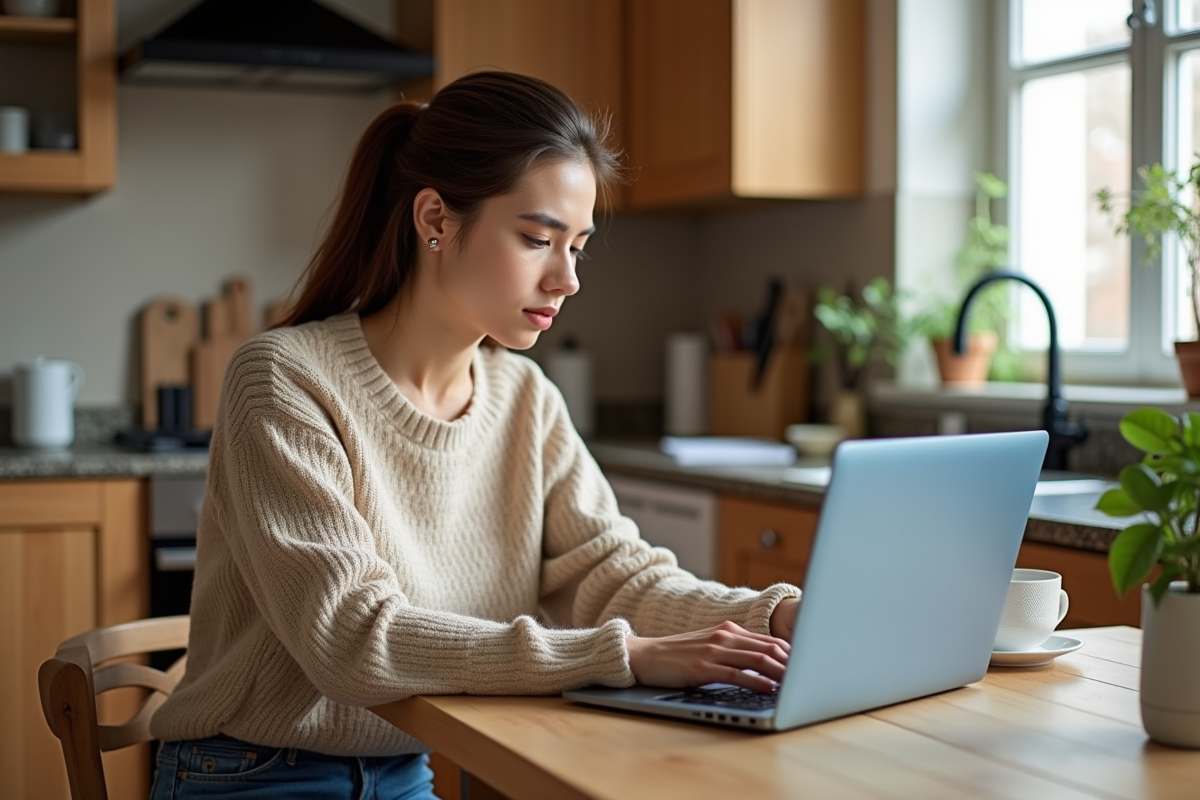 Jeune femme analysant des graphiques de taux d