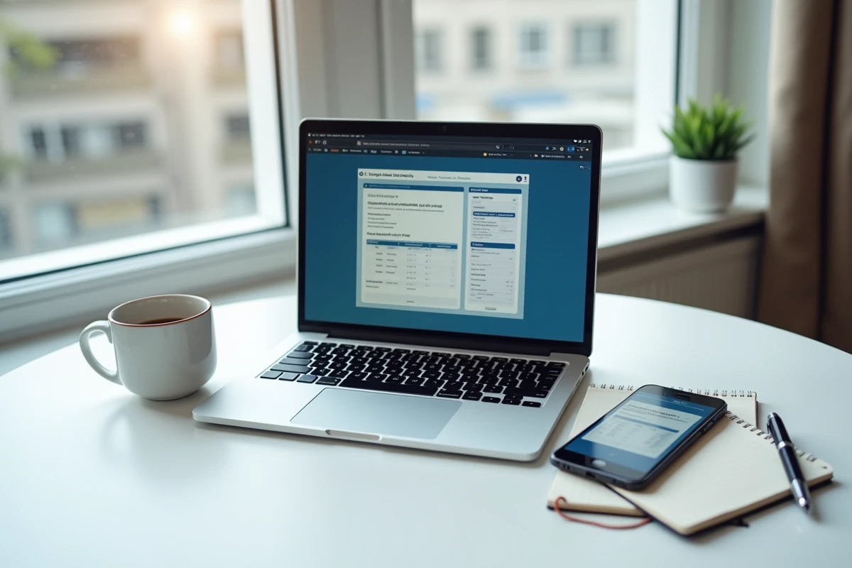 Ordinateur et smartphone affichant le formulaire Cerfa 3916 bis sur le site des impôts français pour non-résidents