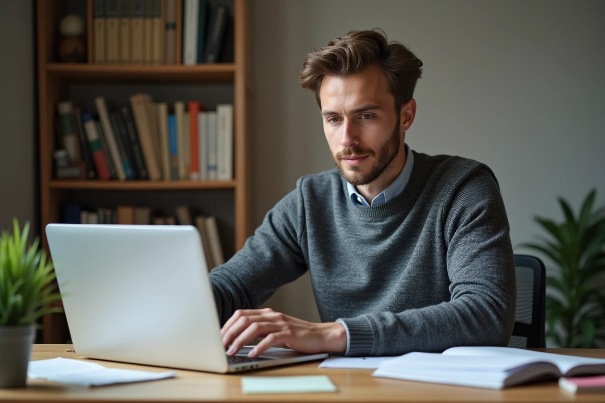 Jeune comptable étudiant des certifications professionnelles à domicile pour progresser vers un salaire cadre après un bac plus 8