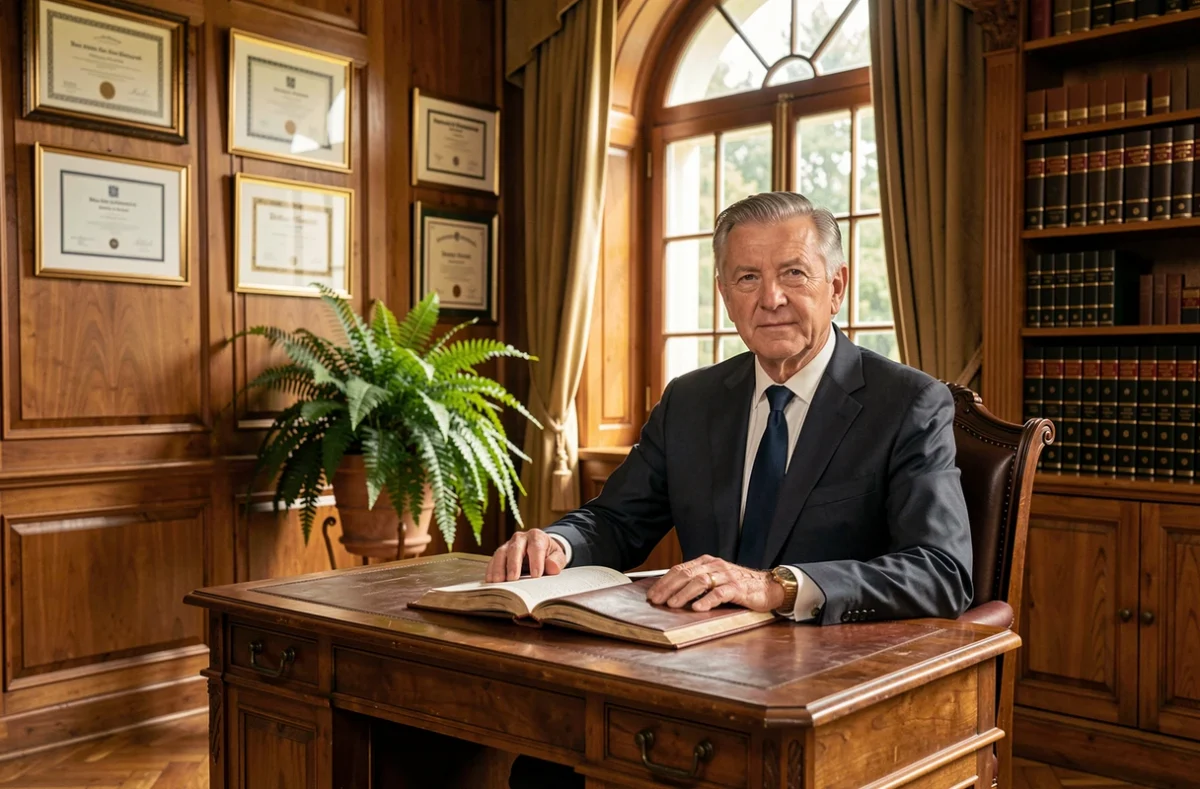 Conseiller senior du bureau régional Le Conservateur en Auvergne-Rhône-Alpes dans un bureau institutionnel élégant au style traditionnel français
