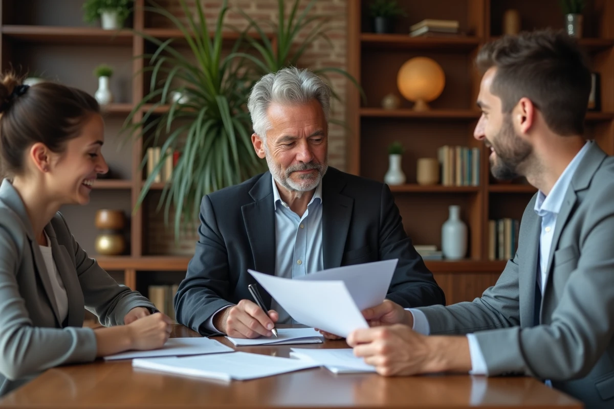 Discussion détendue entre conseiller financier et couple