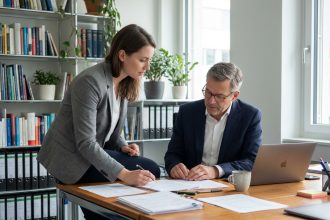 Femme d affaires et comptable en réunion dans un bureau suisse