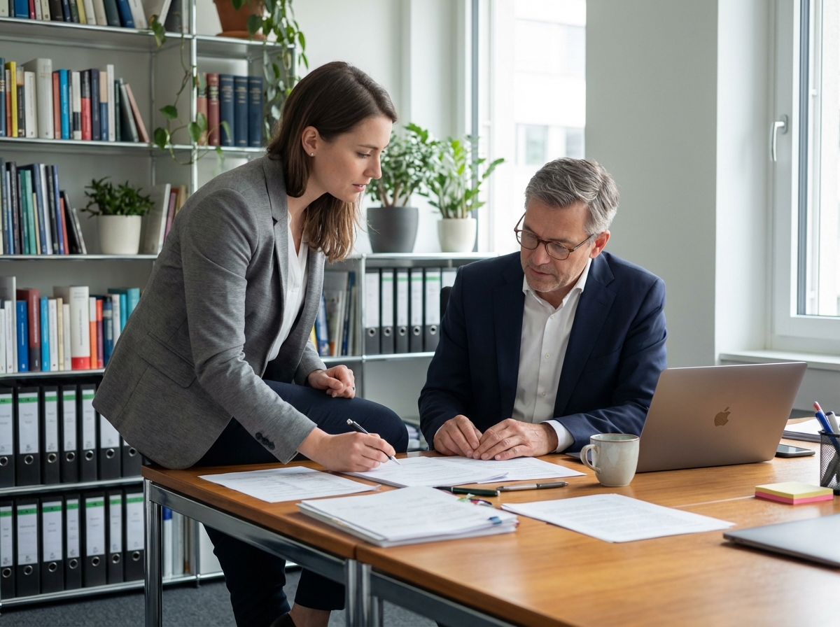 Femme d affaires et comptable en réunion dans un bureau suisse